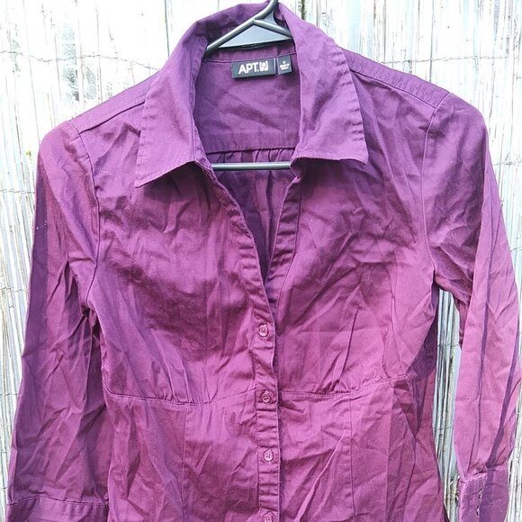 Apt. 9 Button Down Shirt Reddish - Plum - V-Neck - S - Picture 2 of 10